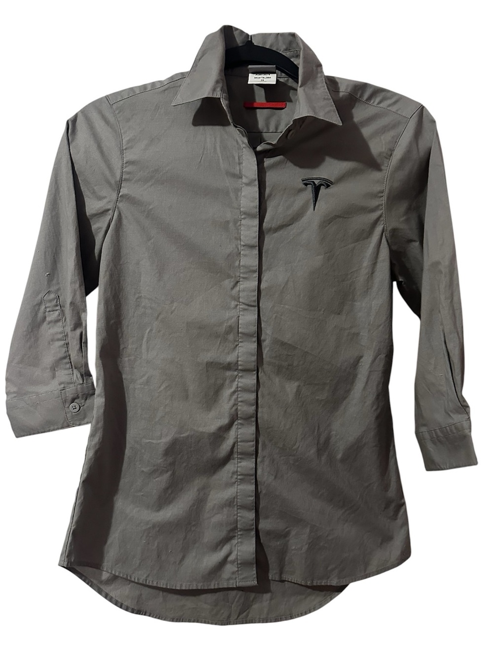 Tesla gray button up shirt women’s xs